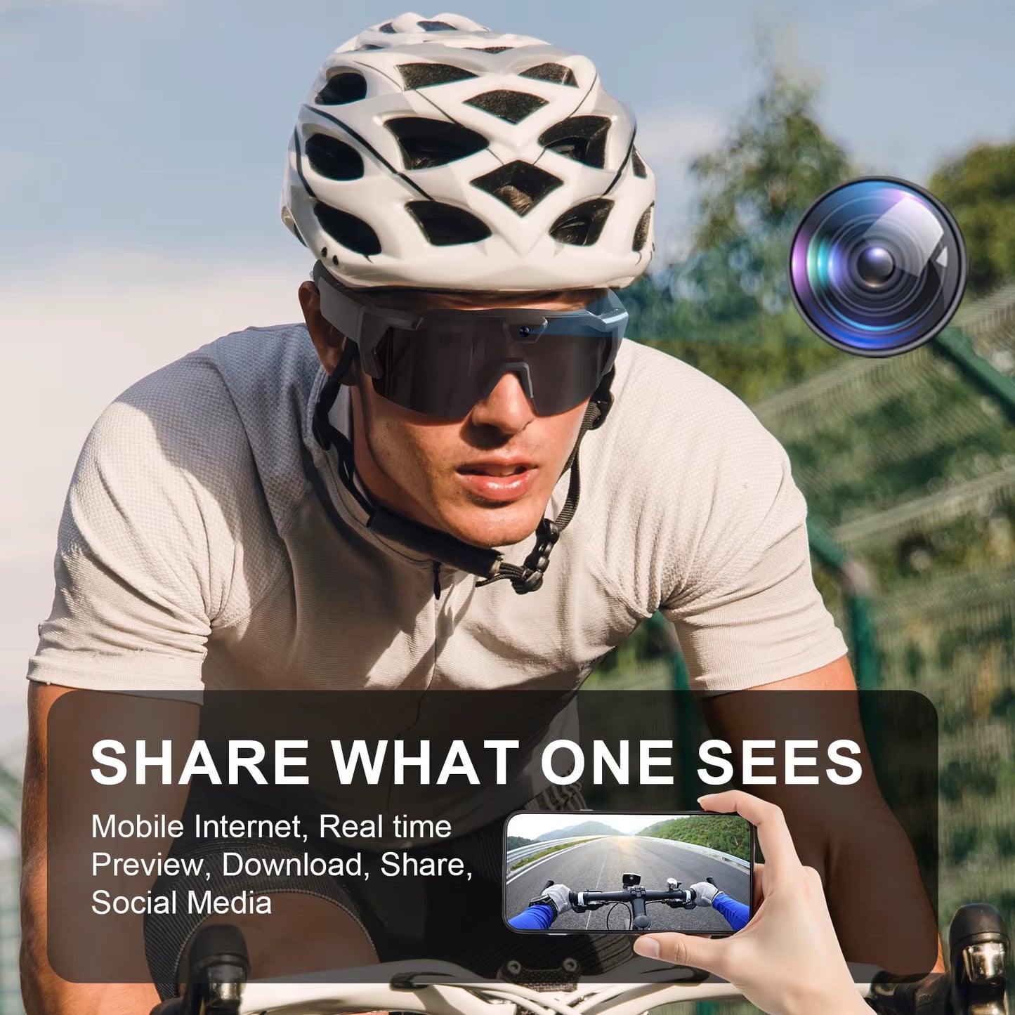 NEW HD Video Glasses Action Camera Sunglasses Smart Glasses Sports Glasses Outdoor Bicycle Motorcycle Driver Recorder Walk Cam