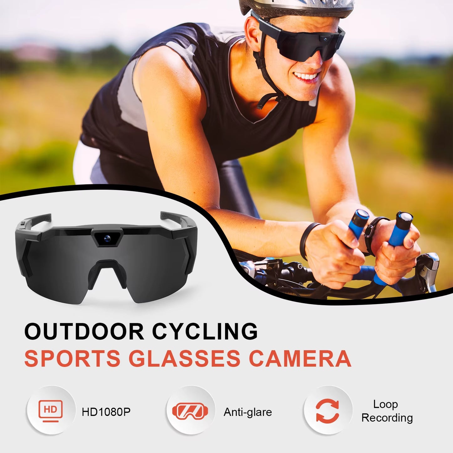 NEW HD Video Glasses Action Camera Sunglasses Smart Glasses Sports Glasses Outdoor Bicycle Motorcycle Driver Recorder Walk Cam